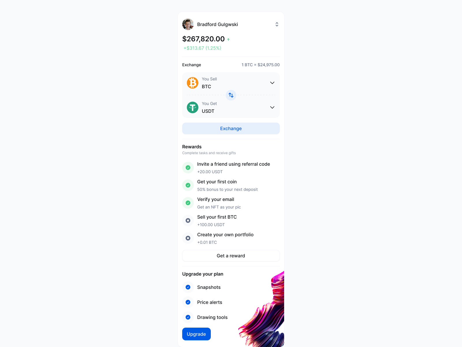 Crypto menu — Arabic RTL